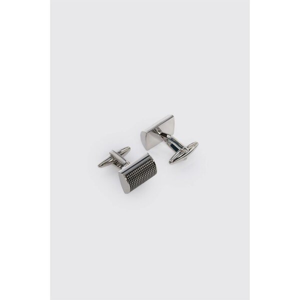 Limehaus Silver Textured Half Barrel Cufflinks