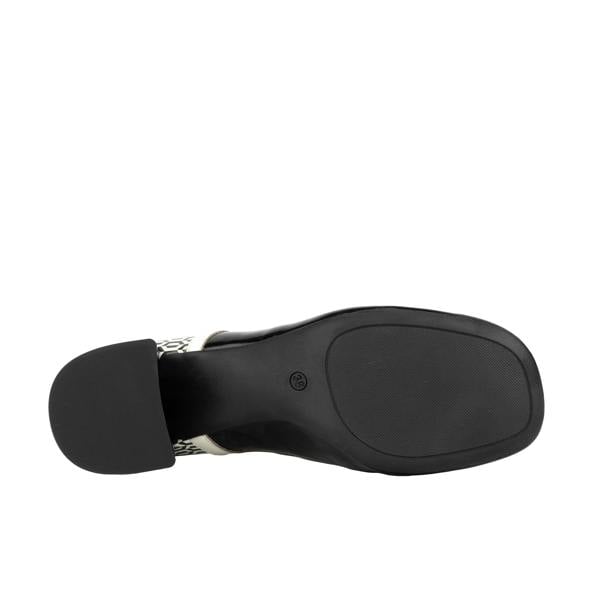 Embassy London Sovereign - Black & White Optical - Women's leather lace up shoe with block heel