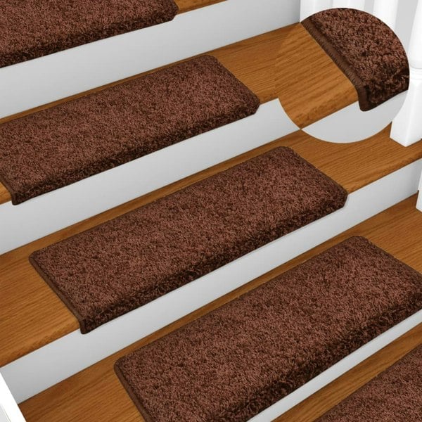 Berkfield Stair Mats 10 pcs 65x21x4 cm Brown