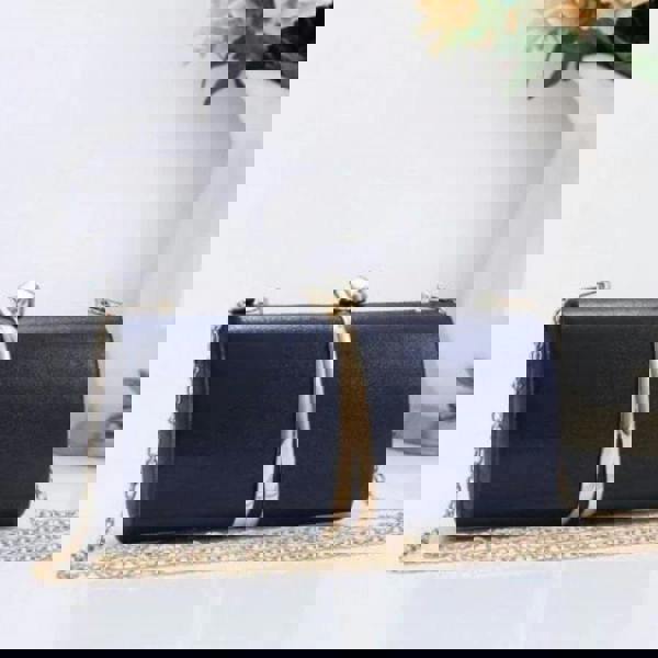 Love EMVY Midnight Luxe Clutch Evening Structured Bag with Chain