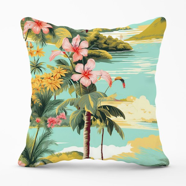 Warren Reed Palm Trees and Hibiscus Cushions