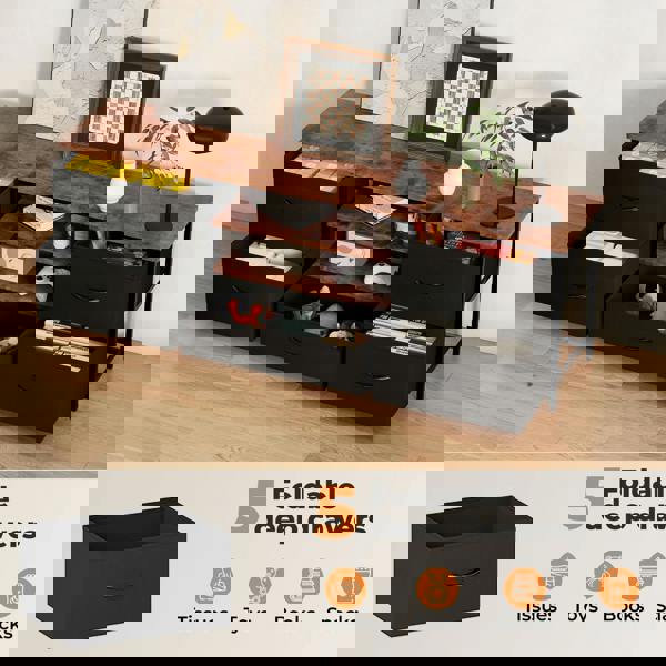 Levede TV Stand Cabinet Entertainment Unit Stand 140cm 5 Drawers Storage Shelves