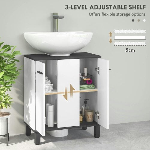 Wyld Haus Karesala High Gloss White Modern Under Sink Bathroom Storage Cabinet