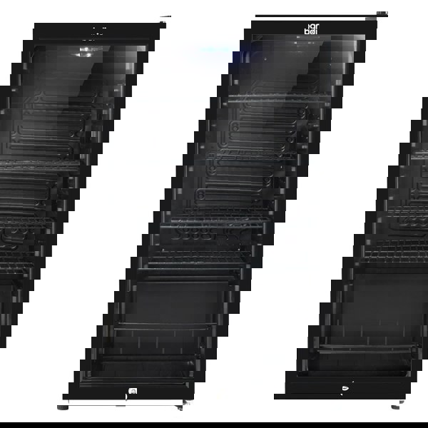 115L Under Counter Wine Beer Drinks Fridge Cooler Glass Front LED Backlit BLACK - LoopsDirect
