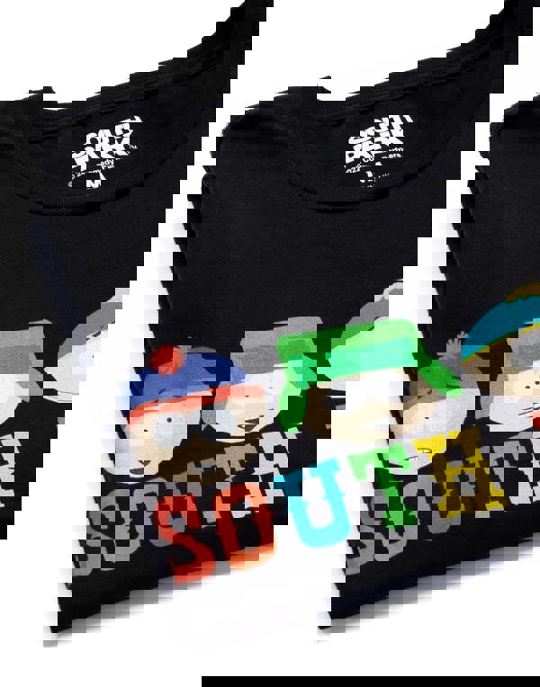 South Park Mens Black Character Logo Short Sleeved T-Shirt