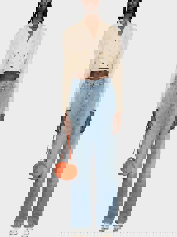 Palm Angels Buttons Cropped Blazer Beige - Womens