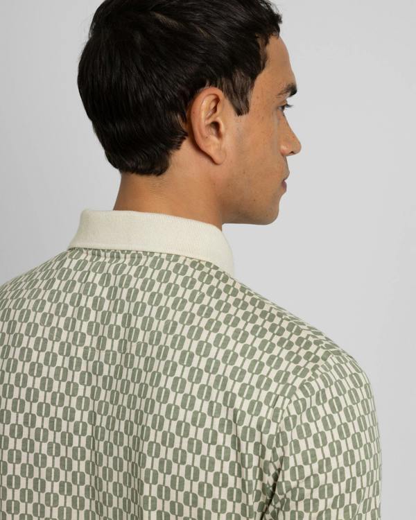 Steel & Jelly Bayley - Retro Geometric Print Polo Shirt