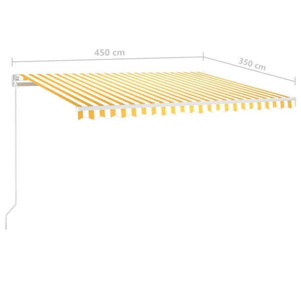 Berkfield Manual Retractable Awning with LED 450x350 cm Yellow and White