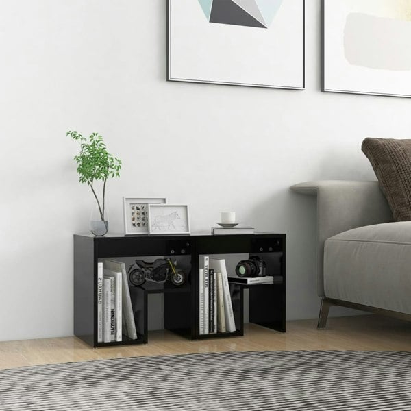 Berkfield Bed Cabinets 2 pcs Black 40x30x40 cm Engineered Wood