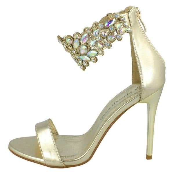 Anne Michelle Ladies Anne Michelle Jewelled Ankle Strap Heeled Sandals F10862
