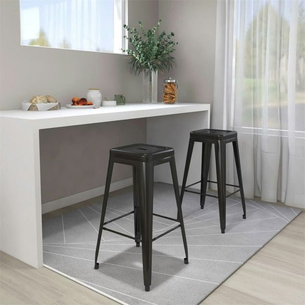 Berkfield Bar Stools Stackable 2 pcs Black Metal