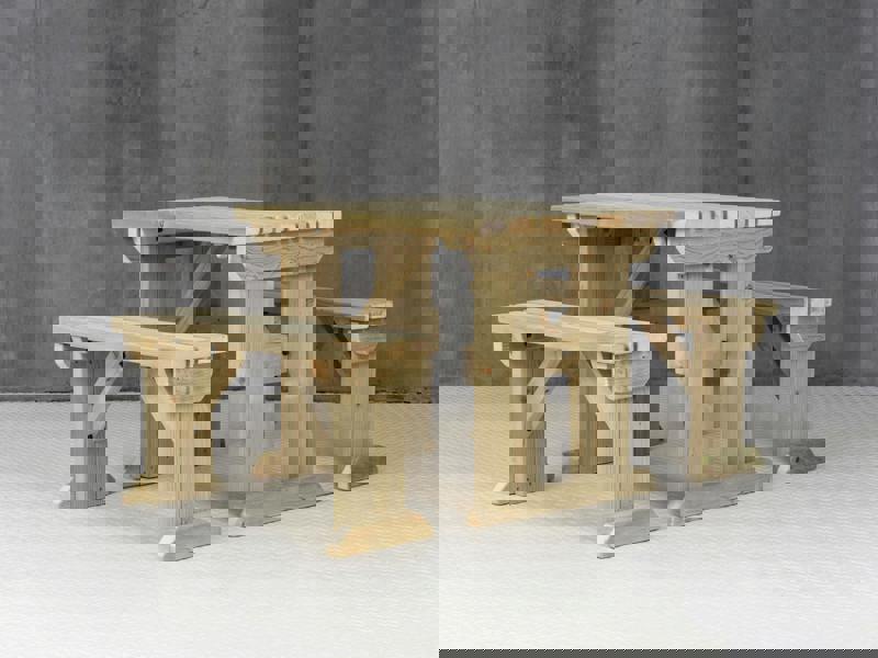 Aspen Picnic Table and Benches Set - Wooden Outdoor Dining Set for Gardens and Patios