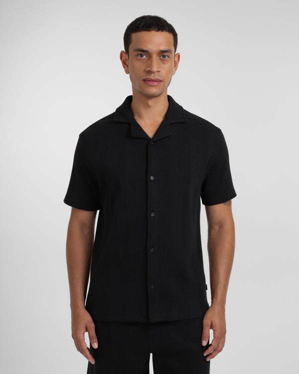 Steel & Jelly Charlton - Stripe Jacquard Waffle Short Sleeve Shirt