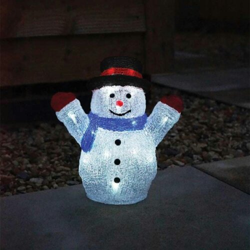 Samuel Alexander 27cm Battery Operated LED Light up Acrylic Christmas Snowman Decoration