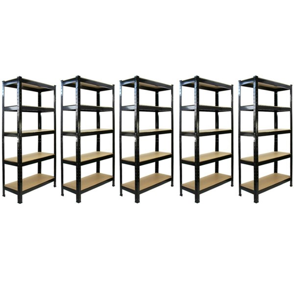 Monster Racking 5 x T-RAX Black Metal Racking Units (75cm x 150cm x 30cm)