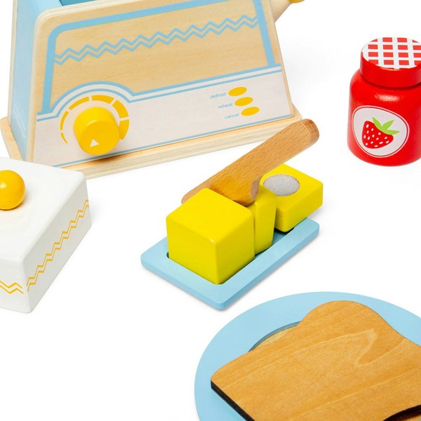 Bigjigs Toys Wooden Breakfast Set - Includes A Toaster With Heat Dial And Working Lever