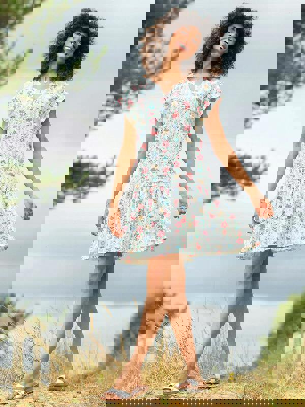 Kite Womens Organic Bookham Slub Jersey Dress Flower Press