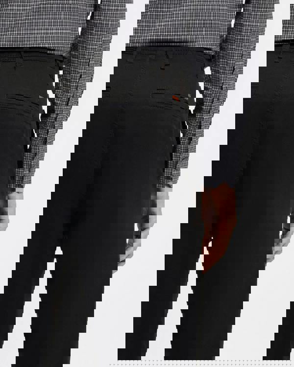 BOSS Orange Mens Tapered-Fit Chinos in Stretch-Cotton Satin - Black 001 | CHO | Designer Mens Chinos