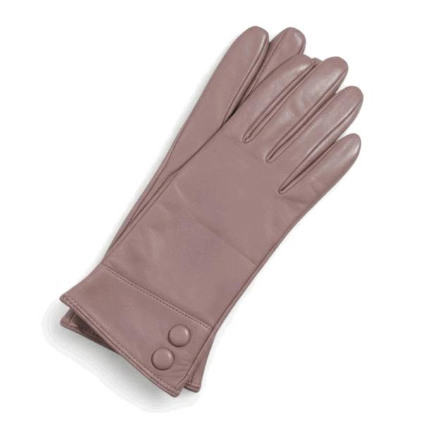 Women's Genuine Leather Decorative Buttons Gloves - Beige - Infinity Leather - 8