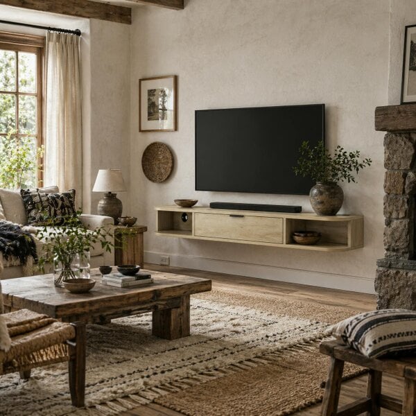 Wyld Haus Avalani 120cm Natural Finish Floating TV Unit For Screens Up To 50 Inches