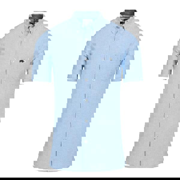 Raging Bull Mens Classic Linen Short-Sleeved Shirt - Sky Blue