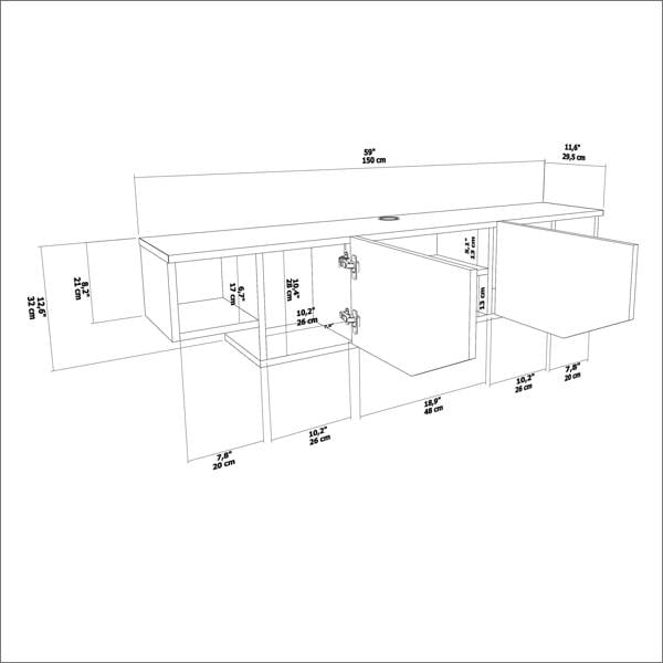 Decorotika Hera Modern Tv Stand TV Cabinet for TV's up to 65"