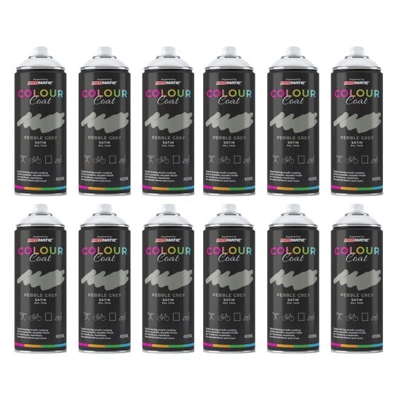 Colour Coat 12X Pebble Grey RAL 7030 Satin Spray Paint 400ml