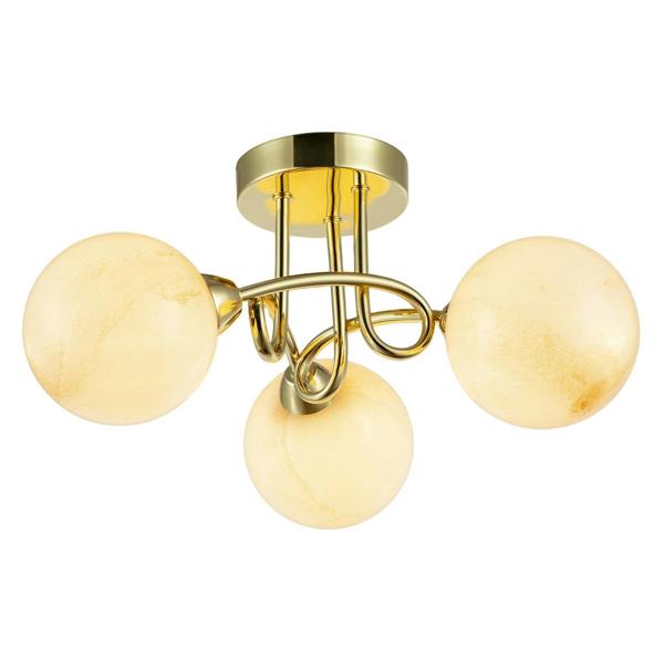 Modern Polished Gold Ceiling Light with Amber Marble Glass Shades Image 8