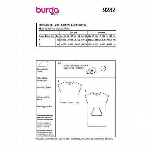 Burda Sewing Pattern 9282 Tops and Dresses For Kids, 104 to 140 - Easy