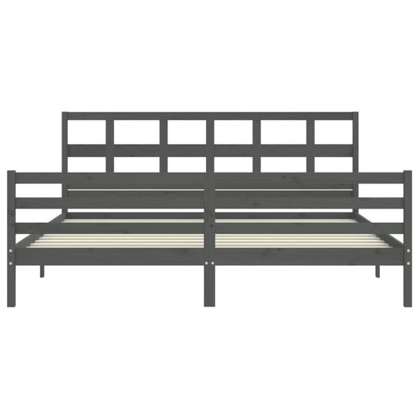 Berkfield Bed Frame with Headboard Grey 200x200 cm Solid Wood