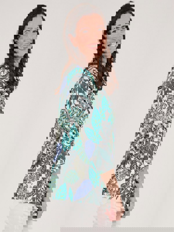 TIGI-Wear Tropical Leaf Ruched Neckline Top