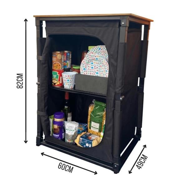 OLPRO Camp Kitchen Bundle - Bamboo Cooking Table, 30L Foldable Dustbin, 2L Stainless Steel Kettle, Silicone Folding Bowl