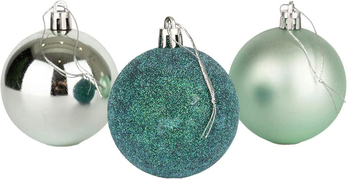 Turquoise Shatterproof Christmas Baubles in 6 Pack and 18 Pack, 60mm Tree Decorations image 4