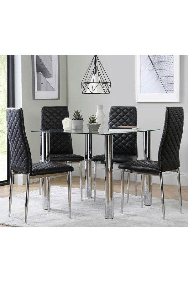 Living and Home Set of 2 PVC High Back Modern Dining Chairs