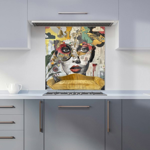 Warren Reed - Designer Abstract Face Behind Sofa Kitchen Splashback