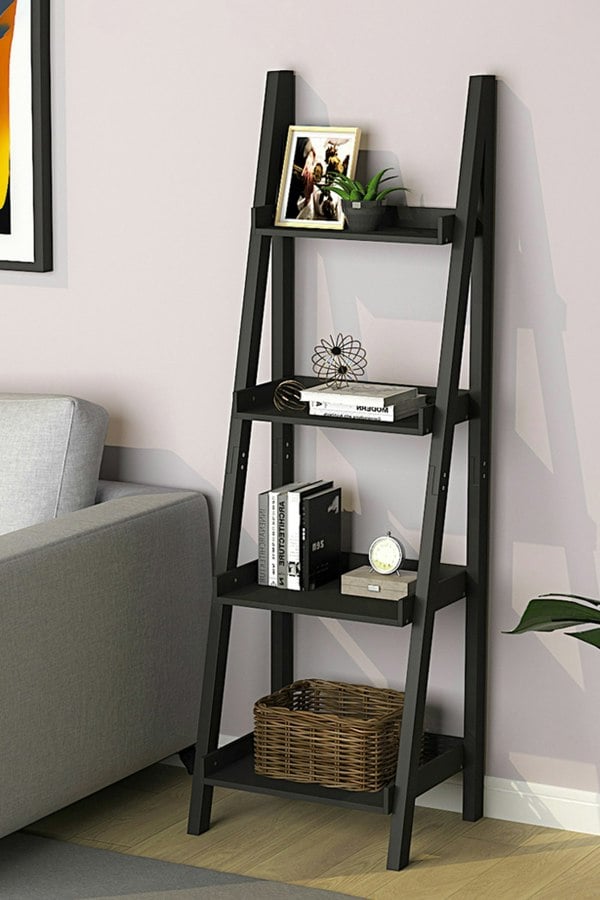 Living and Home 4 Tier Wooden Ladder Corner Bookcase