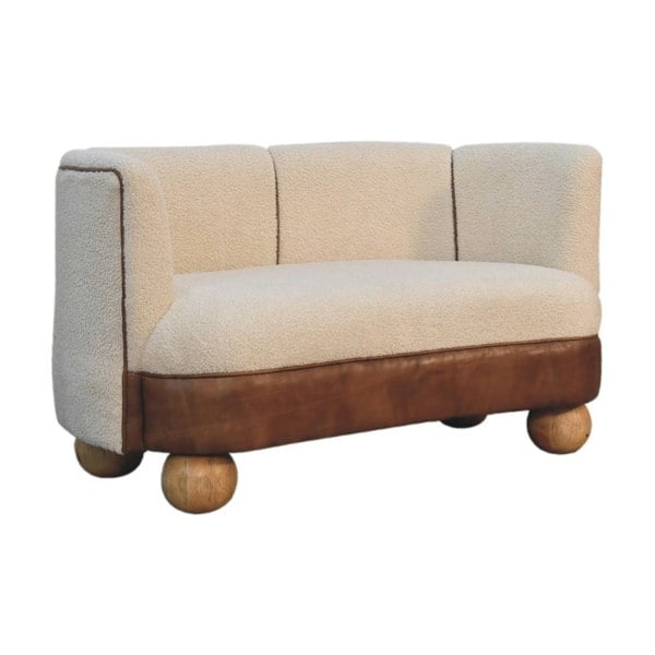 Artisan Furniture Solid Wood Boucle Cream Buffalo Small Sofa