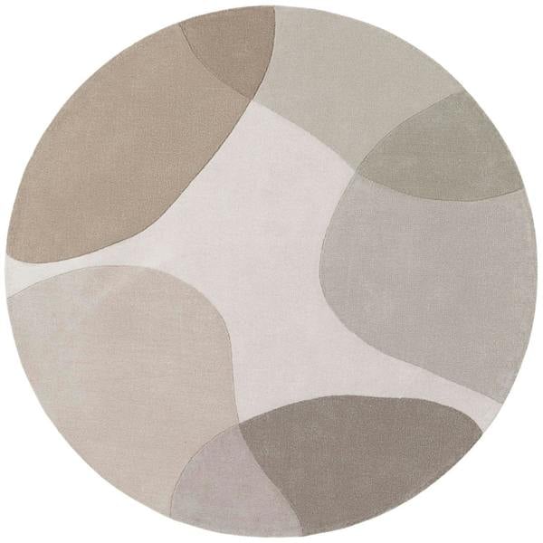 Wool Rug Clarissa Beige Grey Abstract design rug, high-low textured pile, easy to clean. 