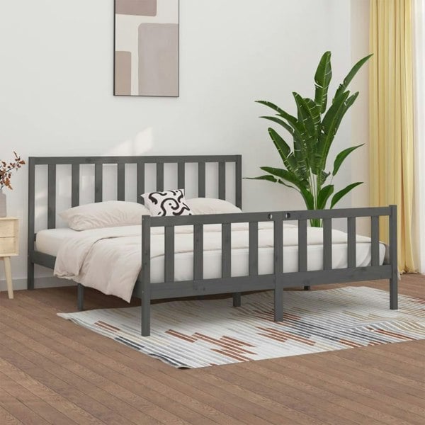 Berkfield Bed Frame Grey Solid Wood 200x200 cm