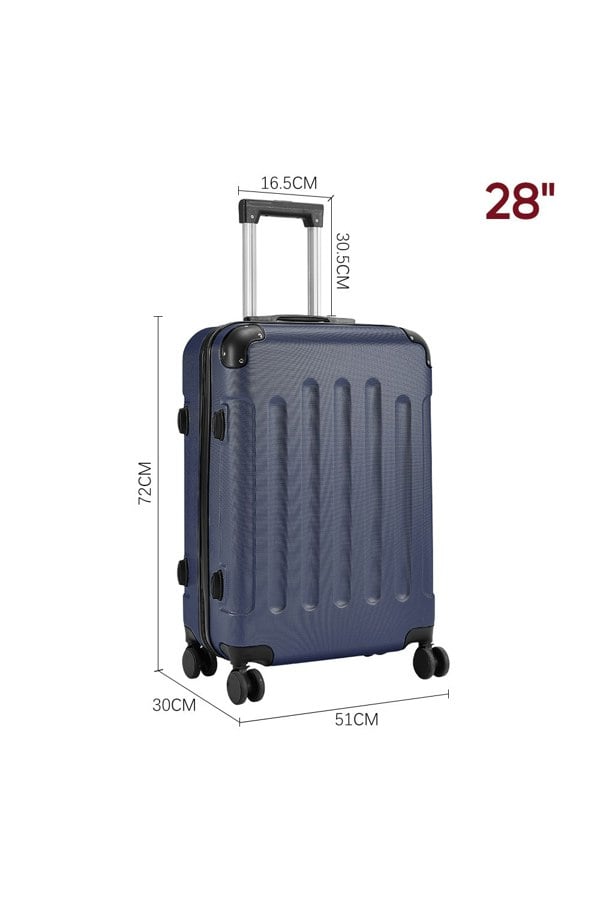 Living and Home Modern Hardside Spinner Suitcase with Combination Lock, 28" Blue
