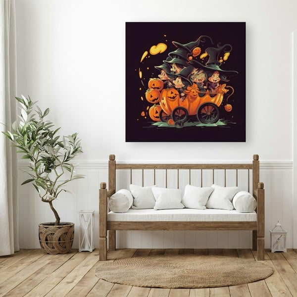 Warren Reed Cartoon Illustrations A Magical Pumpkin Carriage With Canvas