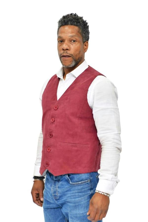 Infinity Leather Mens Classic Goat Suede Leather Waistcoat-Norwich
