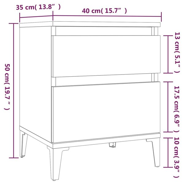 Berkfield Bedside Cabinets 2 pcs Grey Sonoma 40x35x50 cm