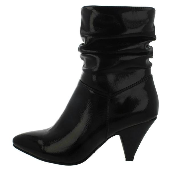 Spot On Ladies Spot On Mid Heel Rouched Ankle Boots F50897