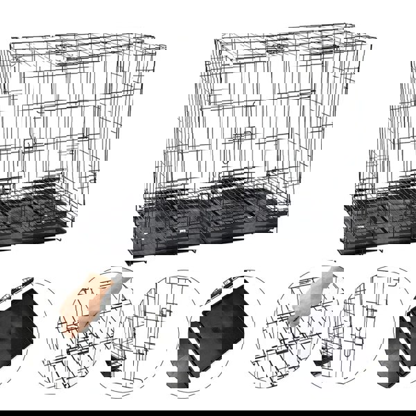 Reinforced Black Pet Cage for Medium to Small Dogs, Cats, and Rabbits Living and Home