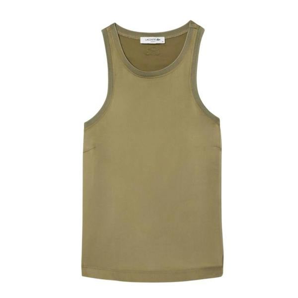 Lacoste Womens/Ladies Satin Slim Tank Top - Khaki Green - 