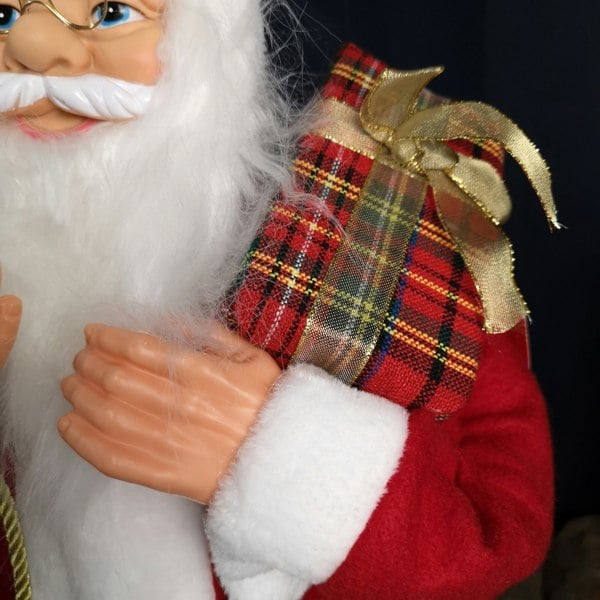 Samuel Alexander 80cm Red Standing Santa Claus Indoor Decoration with Present and Green Sack
