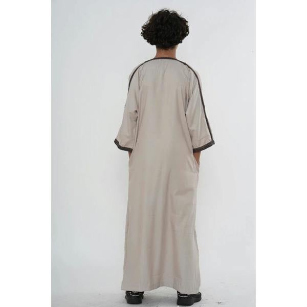 Boy's Moroccan Thobe Half Sleeve Gandoura Embroidery Kaftan - Salmon Wine - Thobez - 13