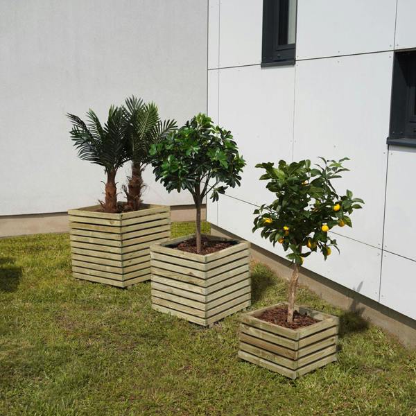 Cerland Kub Square Slatted Planter 40cm x 40cm 30L Modern Square Wooden Planter