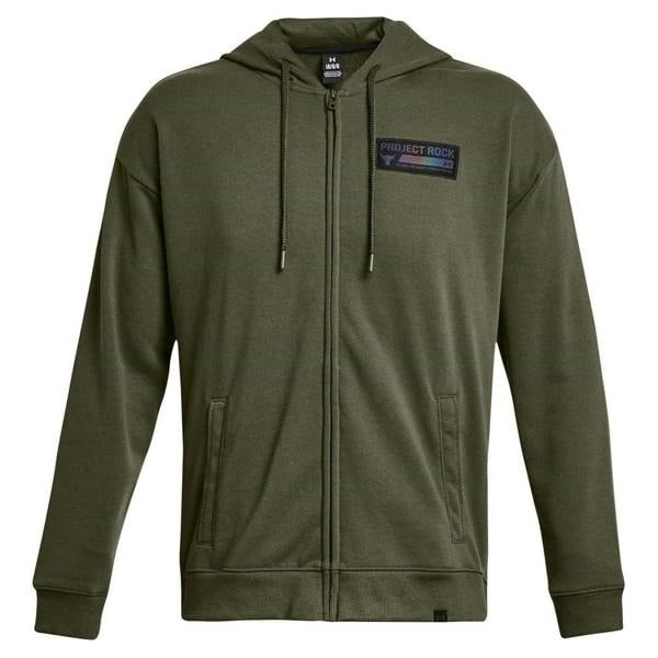 Under Armour Mens Project Rock Relaxed Fit Full Zip Hoodie - Green - 